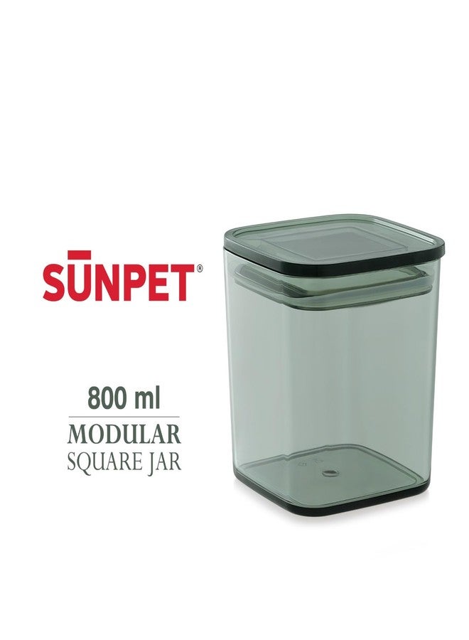 Sunpet 800ml Modular Square Jar | For Home And Kitchen Use | Grey Color - Image 2